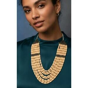 Tribal Ethnic Boho Necklace Multi-Strand Beaded Metal Statement Fashion Jewelry